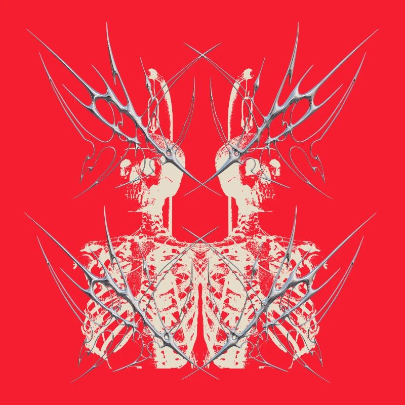 Dark Gothic Skeleton Mirror Cybercore Design