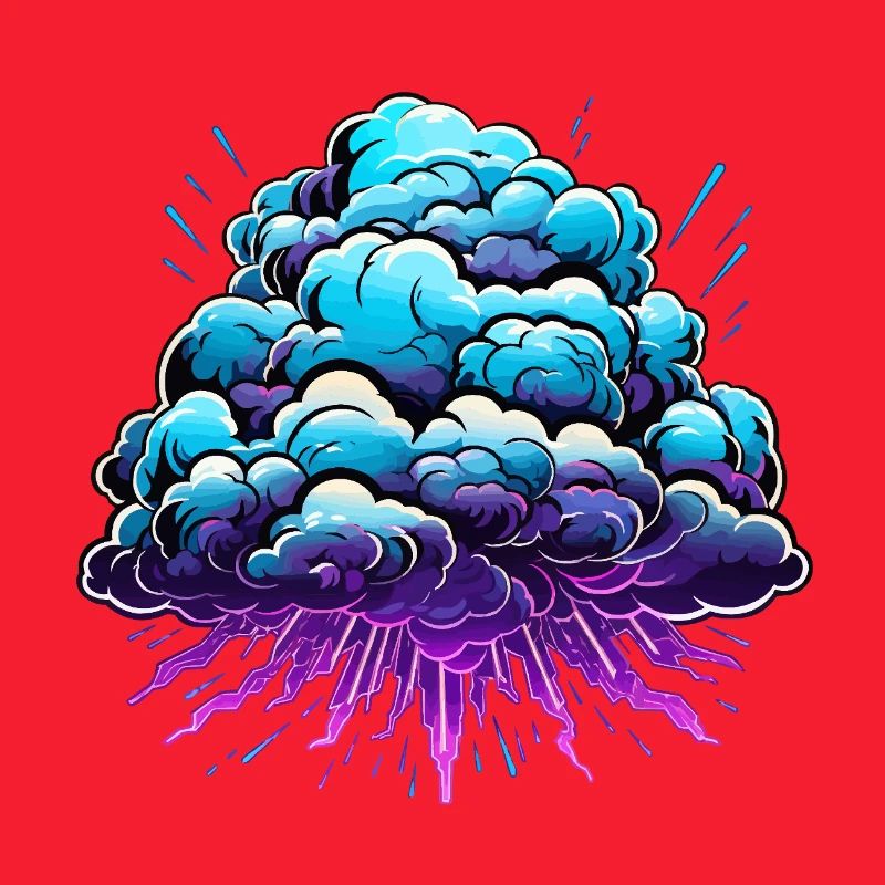 Blue Cloud Pop Explosion de néon
