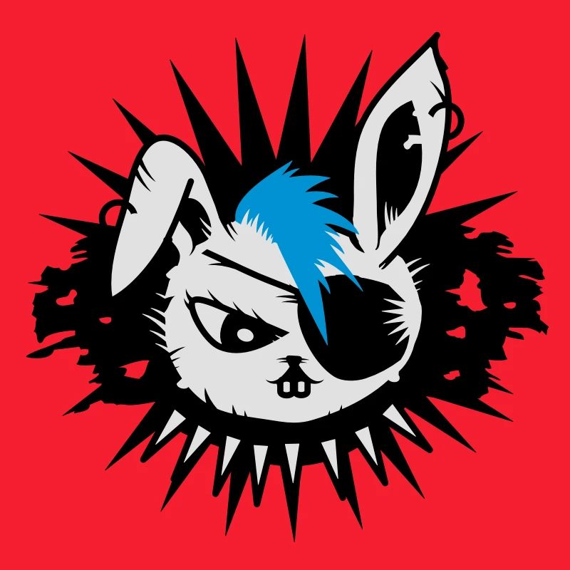 Un lapin avec un cache-oeil et un Mohawk