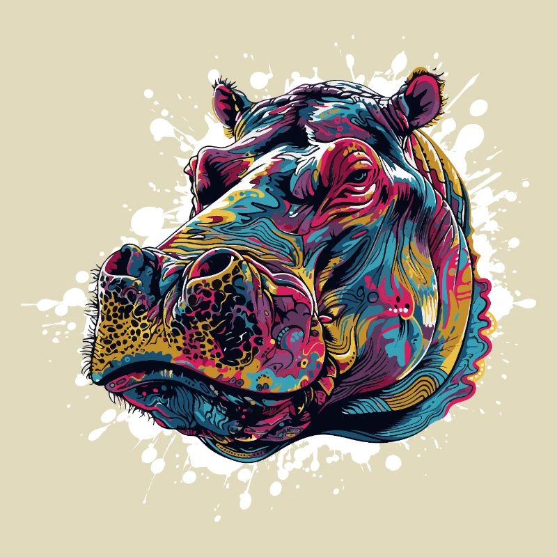 Bunter Hippo Farbspritzer