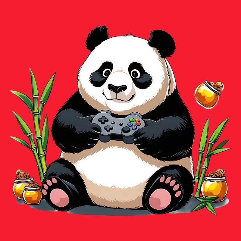 Chill Panda mit Gaming Controller