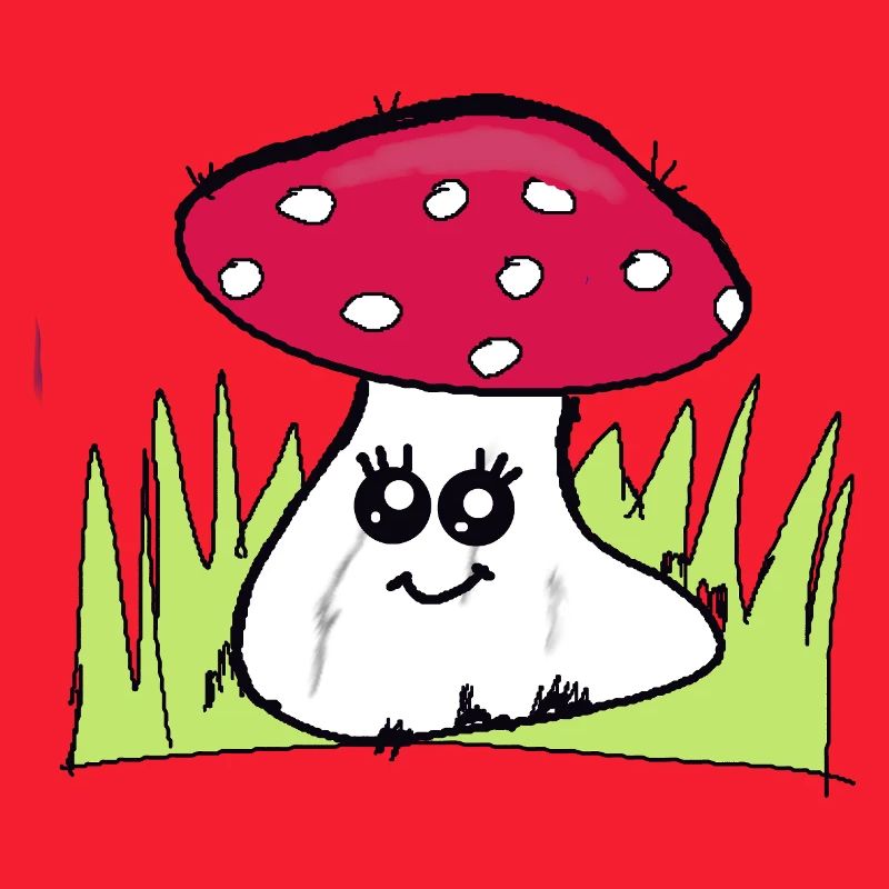 Zwinkernder Pilz mit rotem Hut