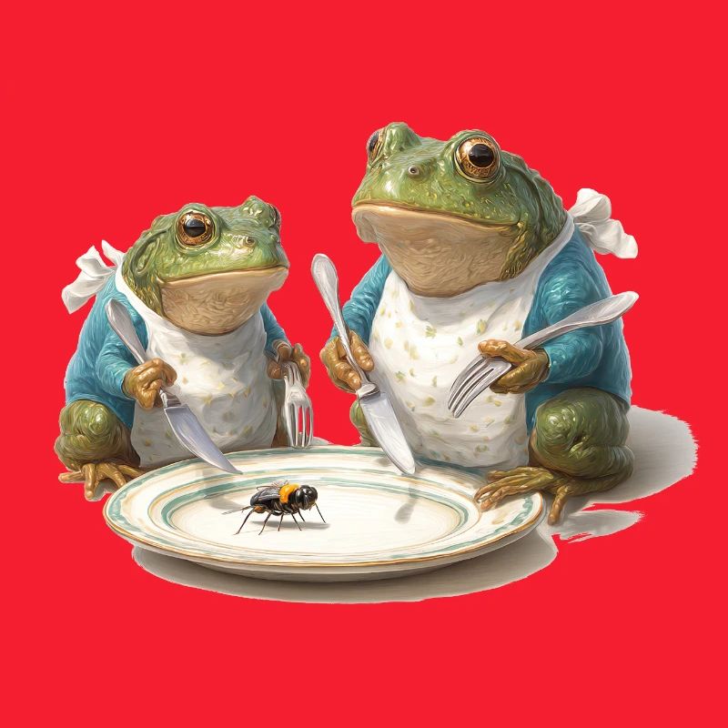 Frosch-Dinner: Fliege am Teller