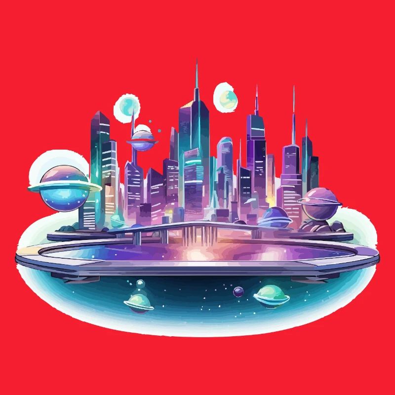 Silhouette de la Cité Spatiale Néon