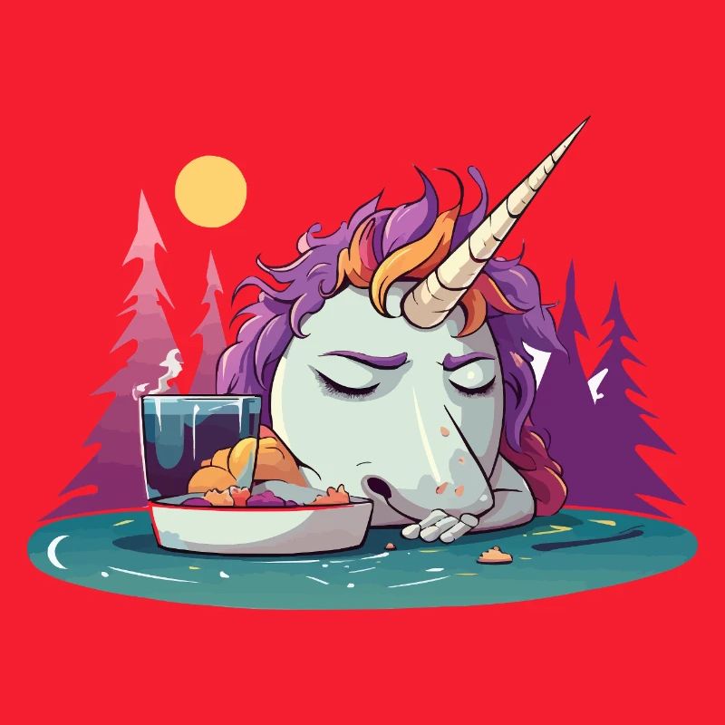 Verschlafenes Einhorn am Teich