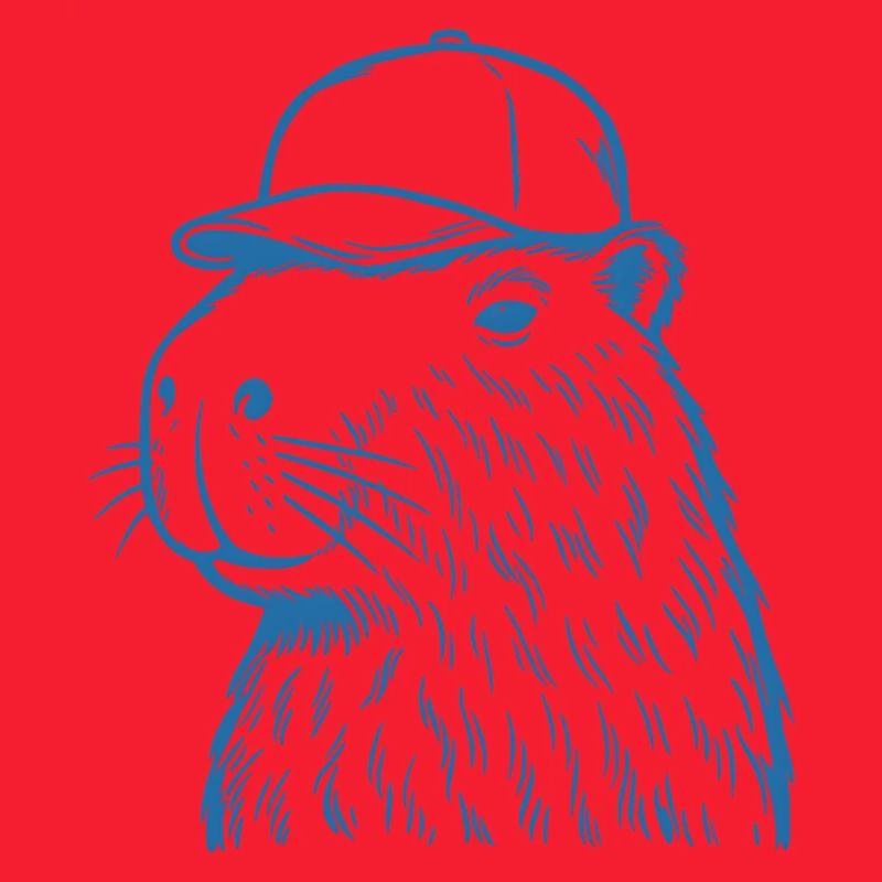 Capybara mit Baseballkappe