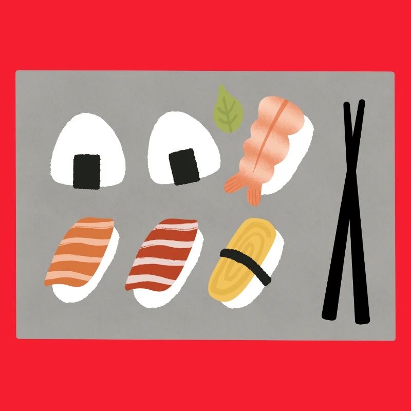 Ensemble d’illustrations de sushis minimalistes