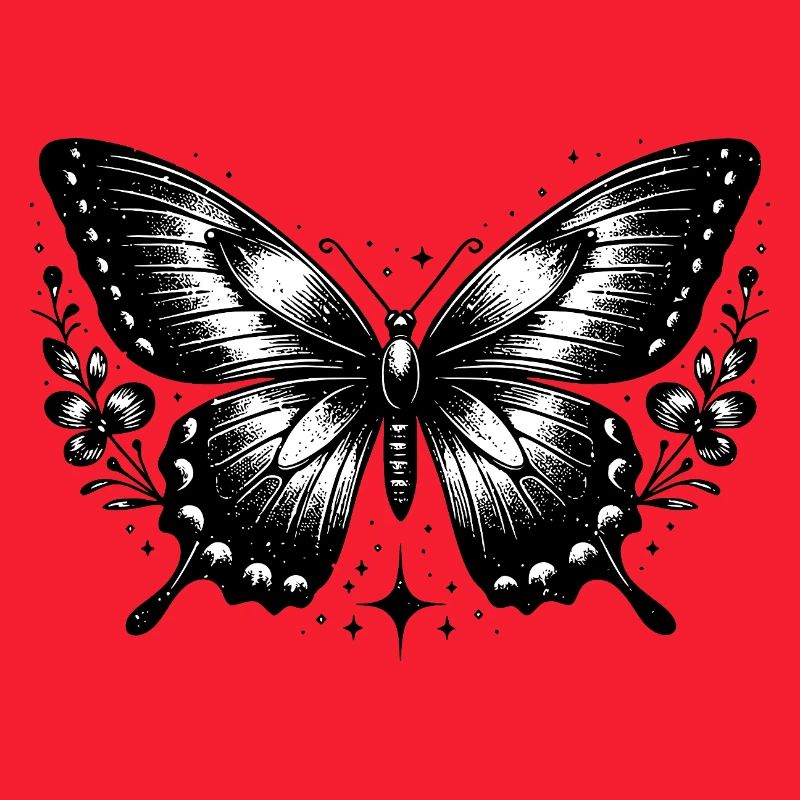 Papillon noir et blanc bohème