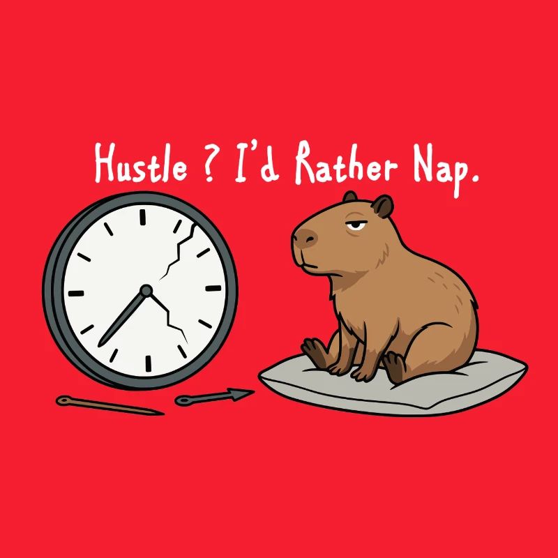 Capybara Nap Humor Broken Clock White