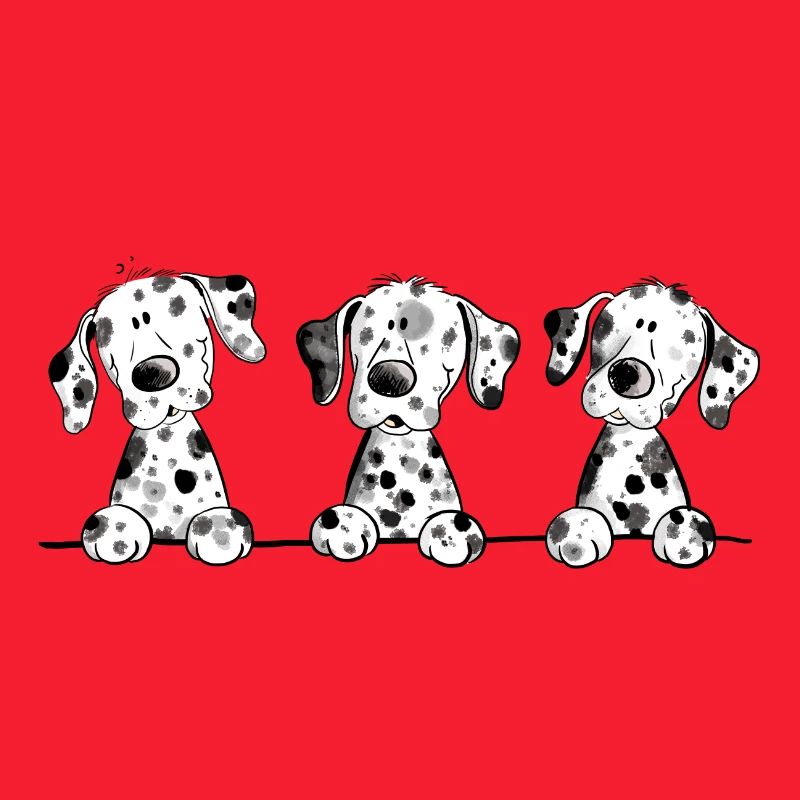 Witzige Dalmatiner Hunde Welpen Comic Geschenk