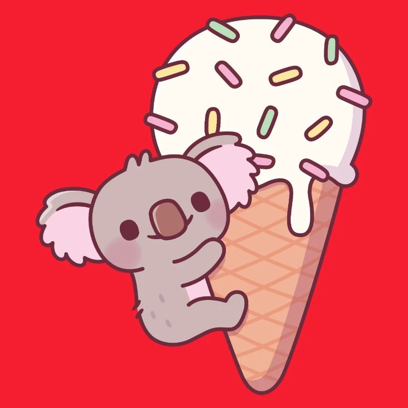 Drôle de koala s’accrochant à un cornet de crème glacée