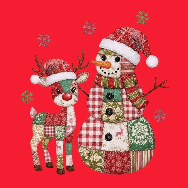 Patchwork Snowman and Reindeer