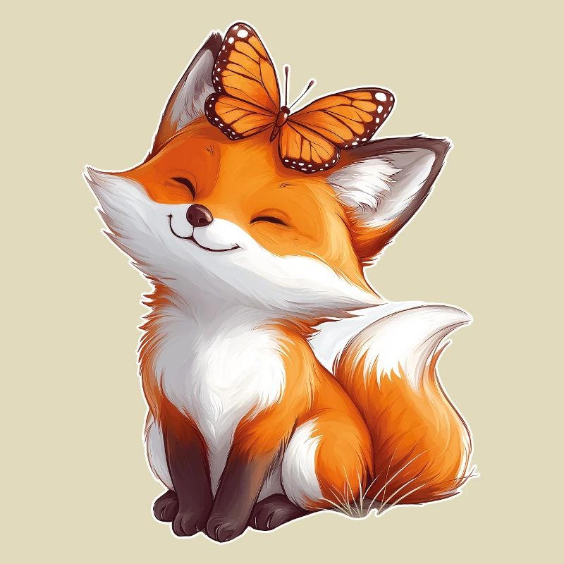 Fuchs mit Schmetterling
