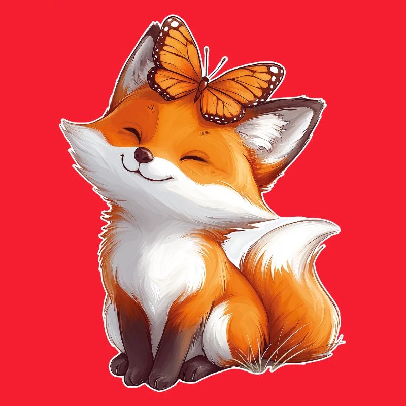 Fuchs mit Schmetterling