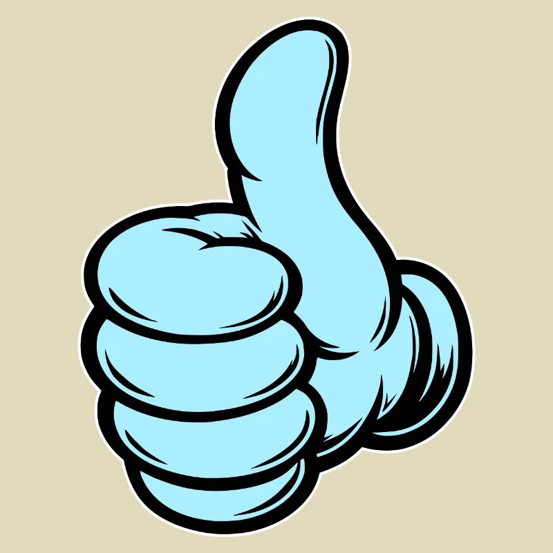 Comic Thumbs Up Hand Symbol Blue