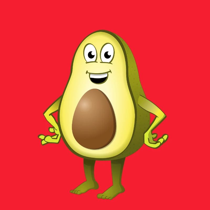 Cheerful Avocado with Playful Face Expression