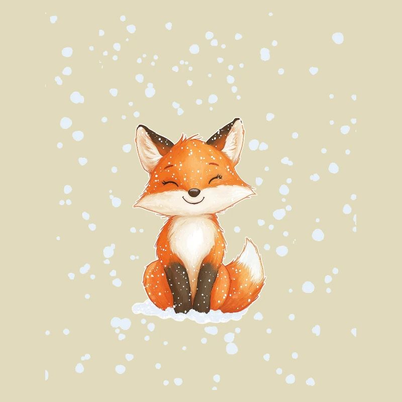 Fuchs mit Schneeflocken