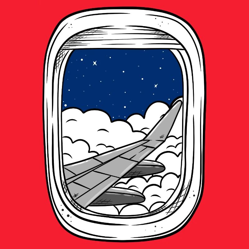 Night flight over cloud windows