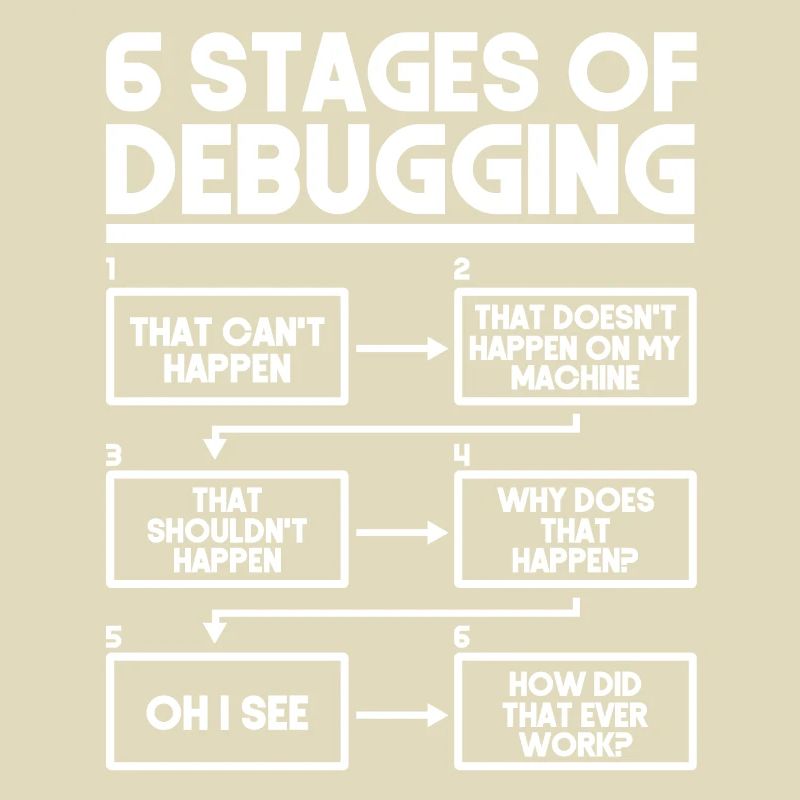 6 Stages Of Debugging Programmierer Coding