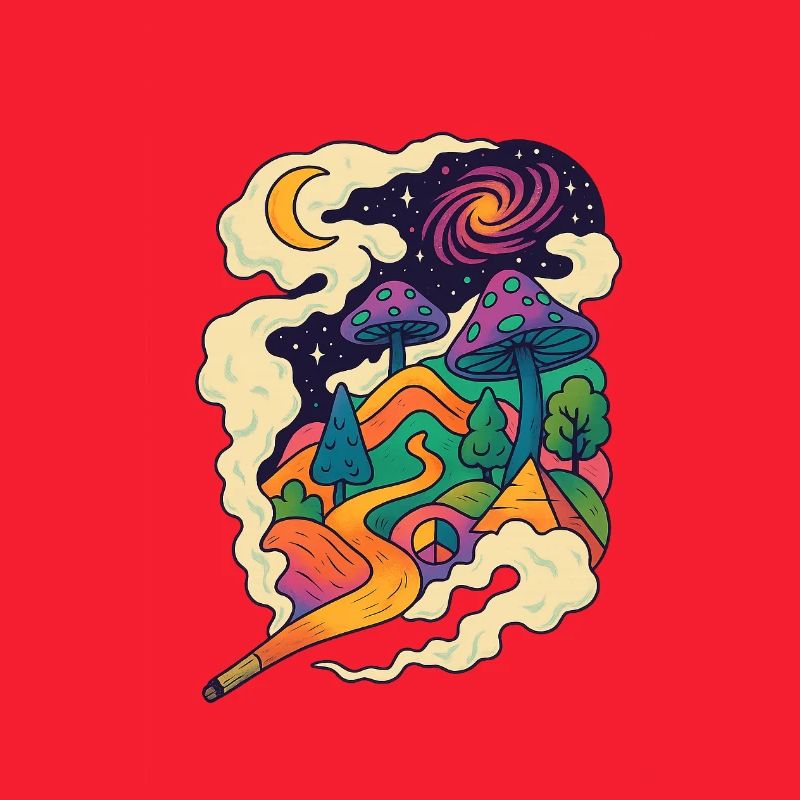 Psychedelische Pilzlandschaft Pfad