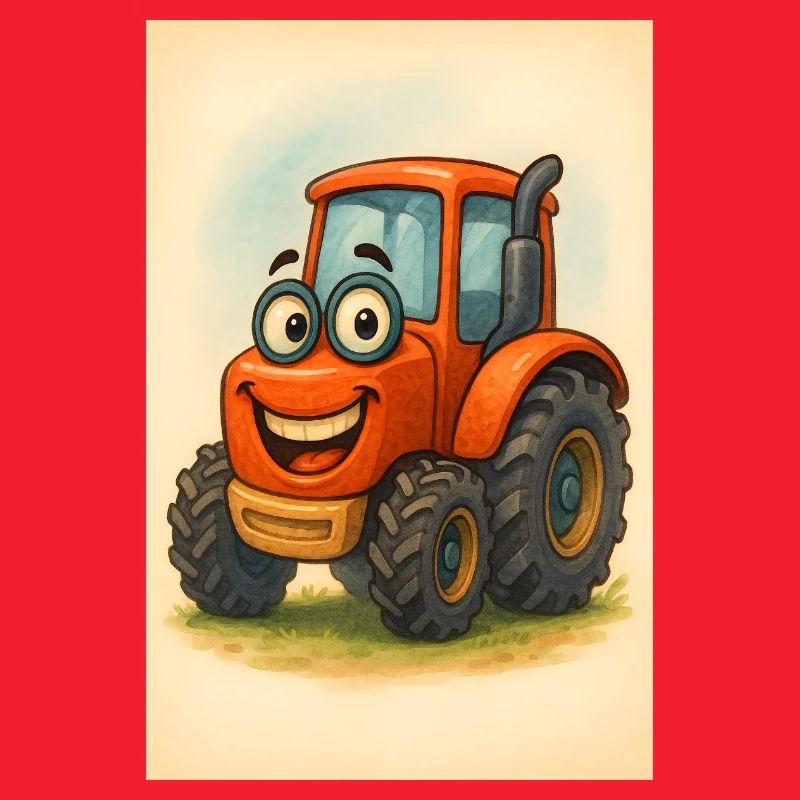 Glücklicher Traktor mit Gesicht