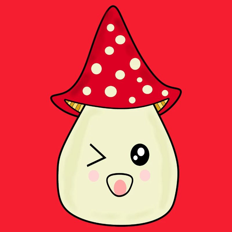 Kawaii Mushroom Toadstool cute red with face