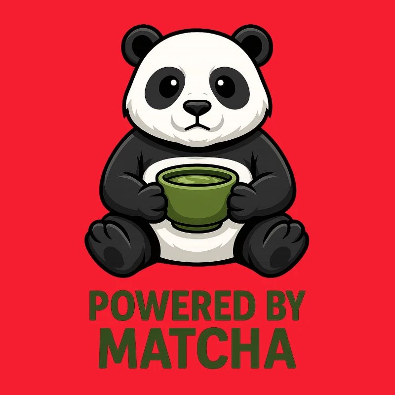 Panda mit Matcha-Becher