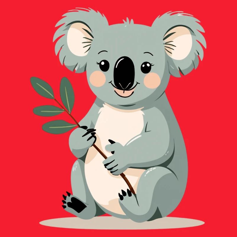 Small koala with a leaf branch