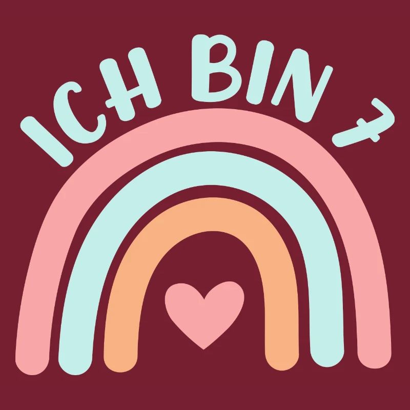 Ich bin 7 niedliche Regenbogen Design Junge Mädche
