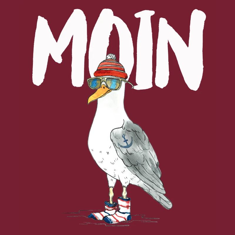 PLATTDEUTSCHER SPRUCH MIT MÖWE