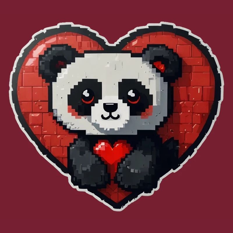 Pixel-Panda mit großem Herz