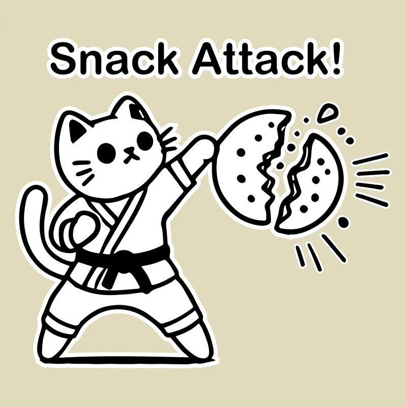 Karate-Katze, die einen Keks schlägt - Snack Attack Design