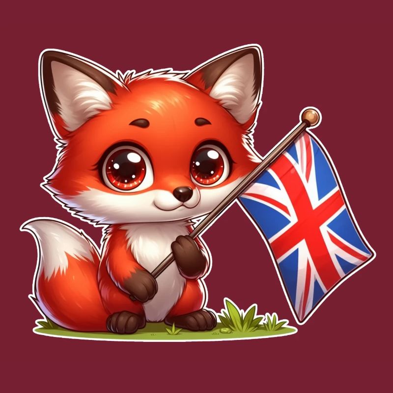 Renard mignon avec le drapeau du Royaume-Uni