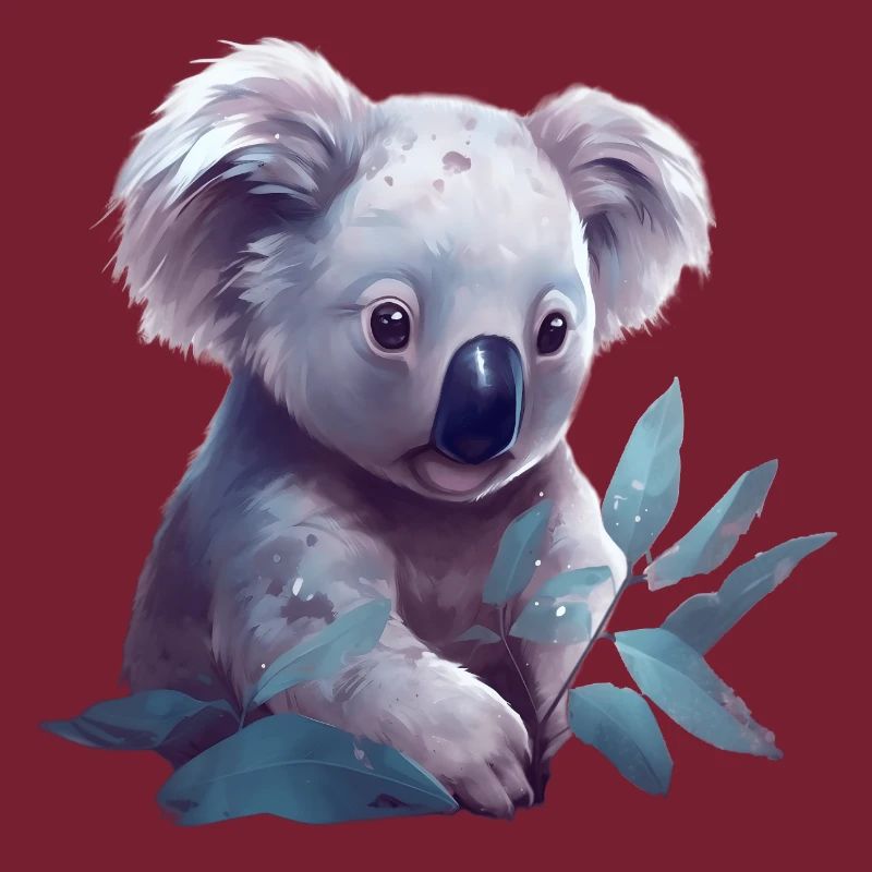 Süsser Koala mit Eukalyptusblatt
