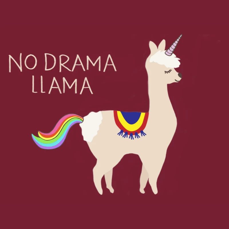 no drama Llama Einhorn Spruch