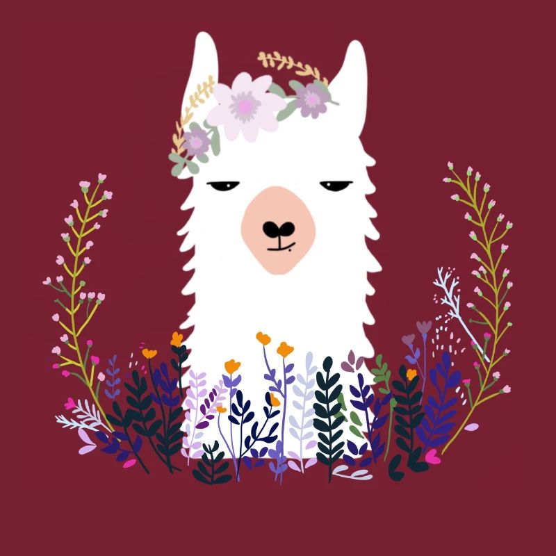 Lama en fleurs
