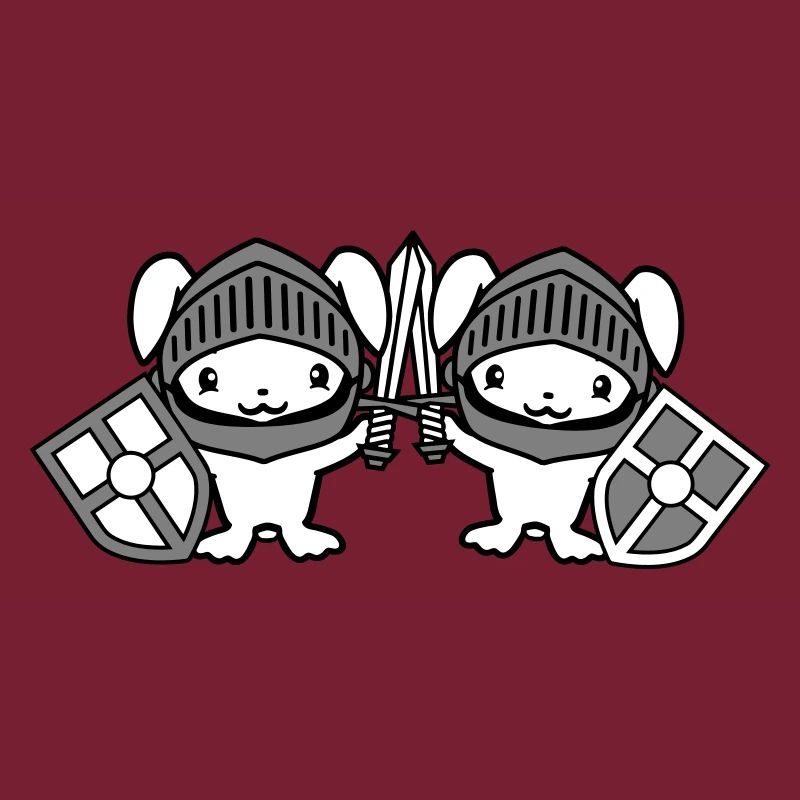2 lapins chevalier épée bouclier armure casque château