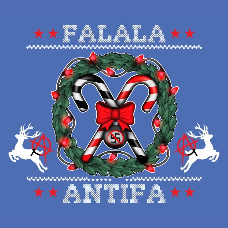 Pull de Noël moche : FALALA ANTIFA !