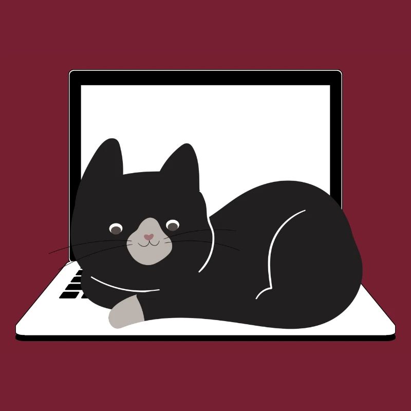 Nette Katze, die auf Laptop sitzt