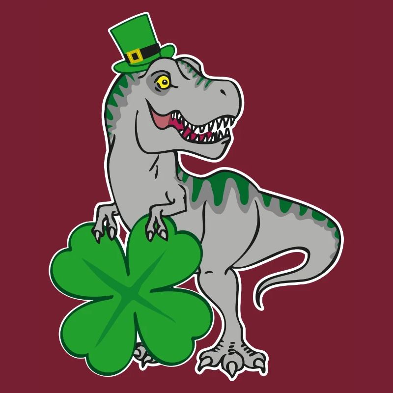 T-Rex de la Saint-Patrick avec feuille de trèfle et chapeau