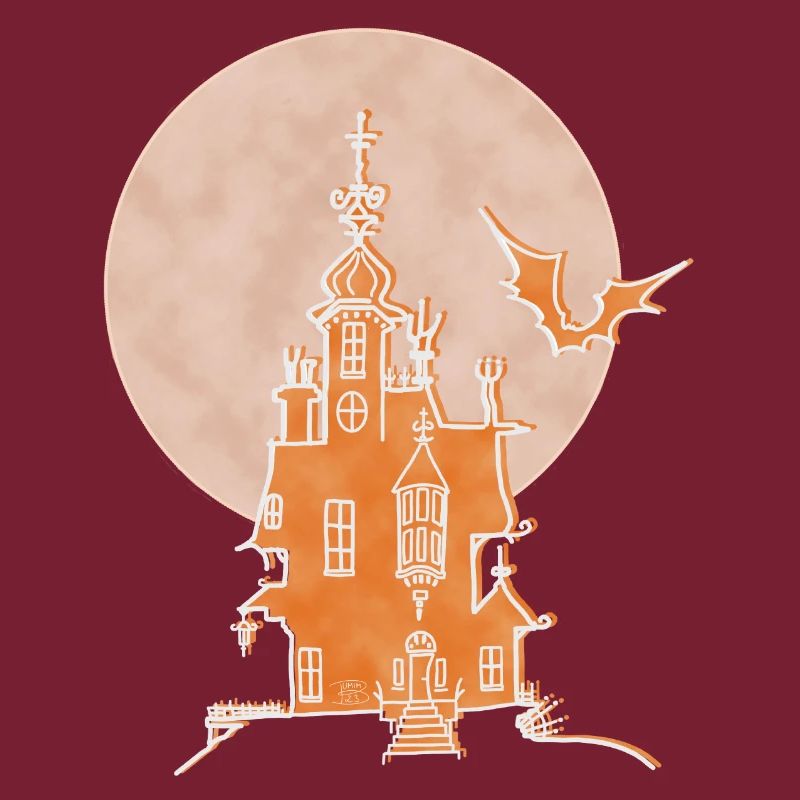 Schloss, Boho Line Art Design, Serie „Halloween“