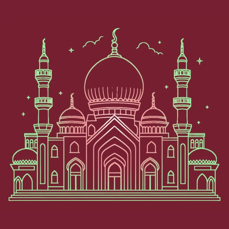 Moschee Stern Halbmond stilisiert grün oder schwarz