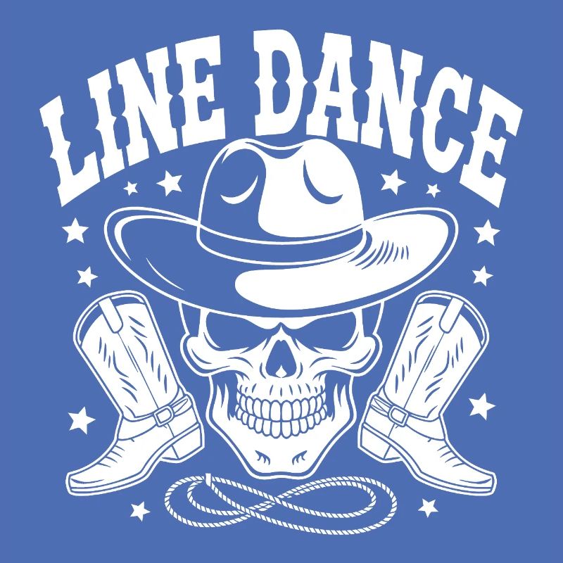 Line Dance Skull with Stetson and Boots and Lasso