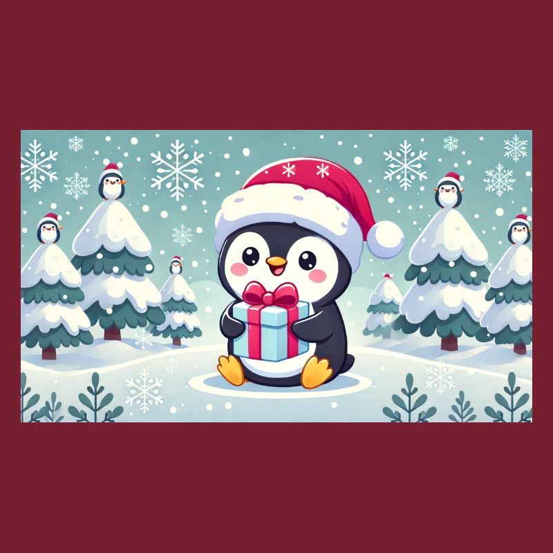 Pinguin mit Geschenk