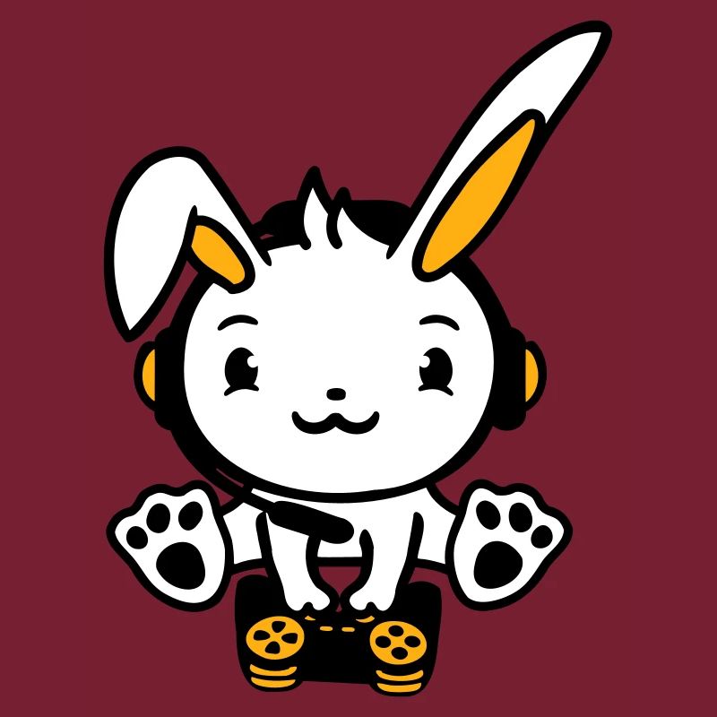 Hase spielt Controller Konsole Headset Gamer Nerd