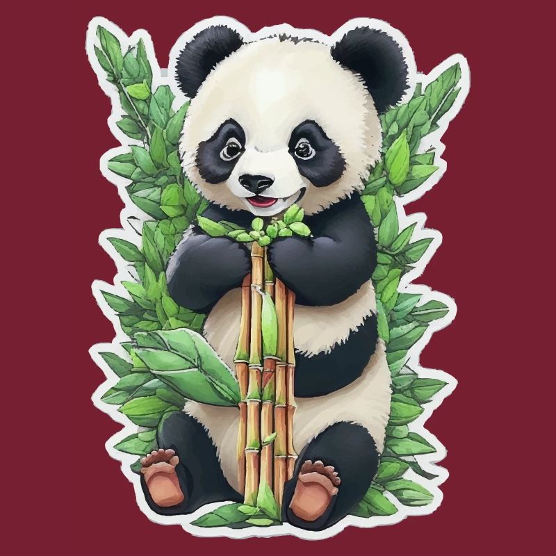 Panda bear eats bamboo