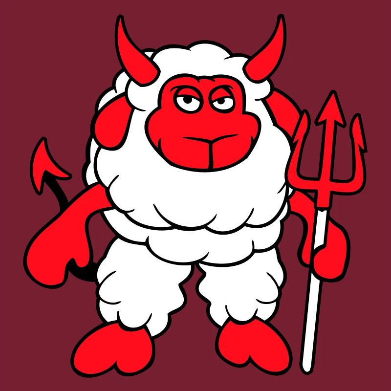 Sheep Devil Satan Hell Evil Trident Horns Cool