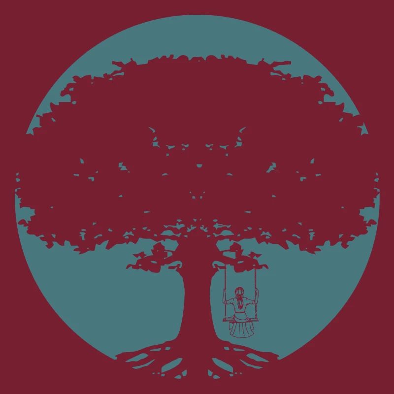 Mädchen schaukelt am Baum