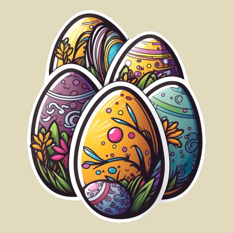 Happy Easter Eggs Easter Sticker colorful Colorful