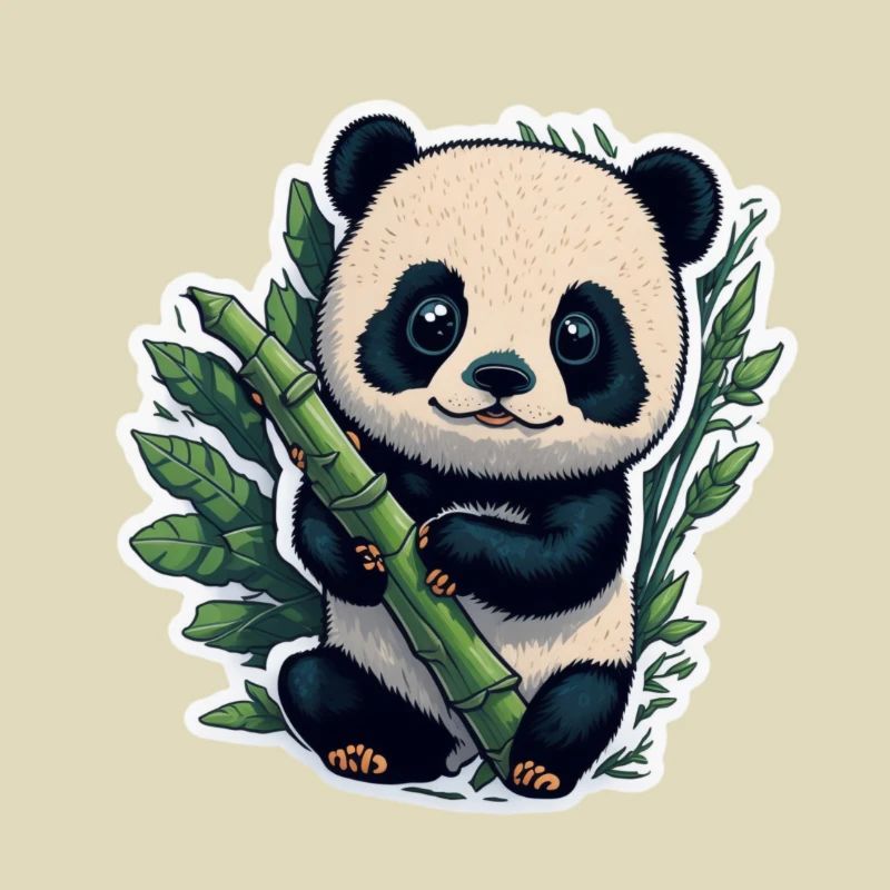 Panda mignon avec bambou